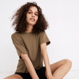 Madewell MWL Breeze Crewneck Boxy Tee Olive Tree size XL  EUC